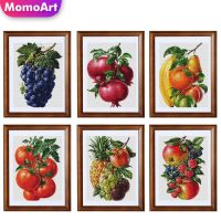 MomoArt Fruit Cross Stitch Kit Crafts Printed Canvas New 2023 Embroidery Supplies Apple Needlework Art Kitchen Decoration Needlework