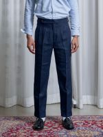 The Rimm Linen Classic Trousers in Navy - กางเกงเอวสูง กางเกงผ้าลินิน กางเกงมีจีบ sartorial กางเกงผู้ชาย กางเกงสีน้ำเงิน