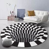 【READY STOCK】TBGTBS 3D Vortex Illusion Car Nordic Modern Black Hole Round Area Rugs Geometric Antiskid Living Floor Rug Room Decor Home Rugs ( Size : 40x40 80x80 100x100 120x120 150x150)