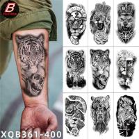 Temporary Tattoo Sticker Forest Lion Tiger Bear Owl Tattoos Waterproof Women Leopard Wolf Crown Body Art Arm Fake Tatoo Men Stickers