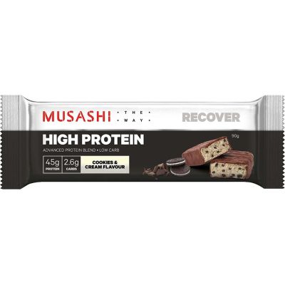 Musashi P45 Protein Bar Cookies&amp;Cream 90g- มูซาชิ โปรตีนอัดแท่ง