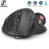 ZZOOI SeenDa Wireless Trackball Mouse Ergonomic Design with 2.4G Bluetooth Rechargeable Rollerball Mice for Windows/Mac iPad Android