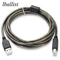 USB Lballist แบบ2.0สายเครื่องพิมพ์พิมพ์ตัวผู้พิมพ์ B ชายฟอยล์ + ถักป้องกัน1.5ม. 3M 5ม. 10ม.