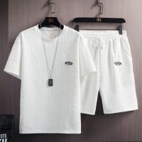 【July hot】 brand mens casual sports suit summer comfortable loose short-sleeved t-shirt Kong style trendy t two-piece