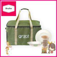 ชุดภาชนะชานอ้อยพร้อมกระเป๋าแคมป์ปิ้ง GRACZ 7 ชิ้นBAGASSE CROCKERY SET WITH CAMPING BAG GRACZ 7PCS **มีบริการชำระเงินปลายทาง**