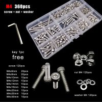 1 box M1.6 M2 M2.5 M3 M4 M5 M6 M8 DIN912 304 Stainless Steel Allen Hexagon Hex Socket Cap Head Screw Bolt Nut Washer Set Kit Box