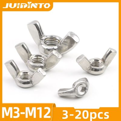 JUIDINTO 2-20pcs Metric Wing Nuts M3 M4 M5 M6 M8 M10 M12 Stainless Steel/Zinc Plated Butterfly Nuts for Cymbals Nails Screws Fasteners