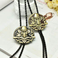 ยุโรปและอเมริกาหนัง BOLO TIE คาวบอยตะวันตกโลหะผสมสังกะสีหนังสร้อยคอ Skull Series สร้อยคอหนัง Novelty Gift