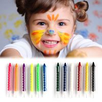 ปากการะบายสีแต่งหน้าใบหน้าสีสันสดใสสำหรับเด็ก6/12ชิ้นปากกาสีน้ำแบบทำมือสำหรับปาร์ตี้ฮาโลวีนปาร์ตี้ภาพวาดด้วยตนเองดินสอสีสำหรับเด็ก