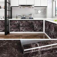 Black And Brown Marble Wallpaper Waterproof Self-adhesive Kitchen StickersFor Countertop Cabinet Door Furniture Decorative Film