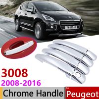 ชุดแต่งสติ๊กเกอร์ตกแต่งรถยนต์ที่จับประตูชุบโครเมียมสำหรับ Peugeot 3008 2008 ~ 2016 2009 2010 2011 2012 2013 2014 2015 (ขอบล้อรถยนต์ Yangwmnlifuzhangxiaoyao)