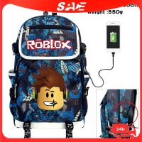 [จัดส่งด่วน] Roblox กระเป๋าเป้สะพายหลัง กระเป๋านักเรียน ลายการ์ตูนอนิเมะ ชาร์จ usb สําหรับเด็กผู้ชาย เดินทาง เล่นกีฬา