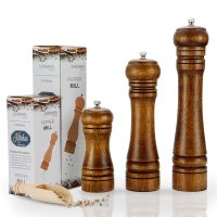 （HOT NEW）เครื่องบดพริกไทยแบบแมนนวลไม้ Shaker Oak Wood Pepper Mill SpiceGrinder MillGadgets Tools