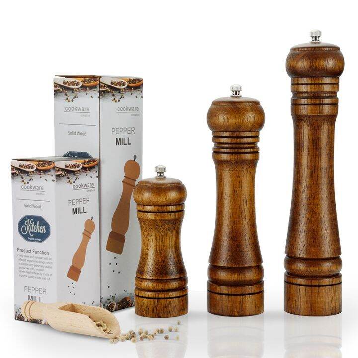 hot-new-เครื่องบดพริกไทยแบบแมนนวลไม้-shaker-oak-wood-pepper-mill-spicegrinder-millgadgets-tools