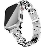 Gelang Tautan Kuba untuk tali jam Apple iWatch Seri 7 6 5 4 3 se gelang logam baja tahan karat 41mm 40mm 38mm 45mm 44mm 42mm