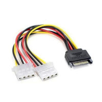 สายไฟอะแดปเตอร์โลหะที่ทนต่อการสึกหรอสายไฟ SATA 15pin To Molex IDE Dual 4pin ขนาดใหญ่สายต่อ5ชิ้นล็อต