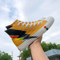 ☂✸  Mens shoes rainbow high help bang canvas shoes joker han edition men tide web celebrity ins male students tide shoes sneakers shoes