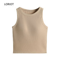 LORIOT เสื้อกล้ามสายเดี่ยวยางพาราเสื้อกล้ามแบบมีบราสำหรับผู้หญิง,เสื้อกล้ามลำลองแขนกุดเซ็กซี่ SA1529เกาหลี