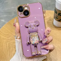 YiaMia Soft Phone Case For iPhone 14 13 12 11 Pro Max 14 Plus 13 12 Mini XS Max XR XS X 8 7 6S 6 Plus SE 2020 Fashion Cute Pink Flash Violent Bear Women Phone Case 6D Electroplated Soft TPU Precision Camera Protection Phone Cover