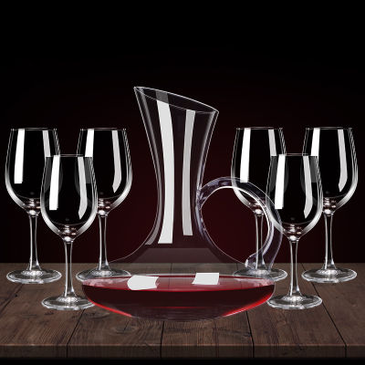แก้วไวน์ชุดแก้วไวน์แดงแก้วสไตล์ยุโรปเครื่องแก้ว6ชิ้นขวดเหล้า2ชุดไวน์ใช้ในครัวเรือน