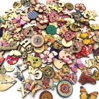 50 pcs Animal Wood Sewing Buttons Scrapbooking Heart/Butterfly/Owl/Gog/Bird/Flowers WB527 Haberdashery