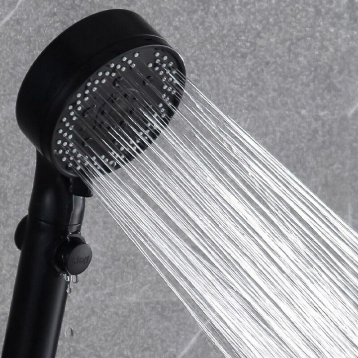 black-adjustable-shower-head-high-pressure-rainfall-water-saving-skin-spa-6-modes-shower-hose-holder-set-faucet-for-hard-water-showerheads