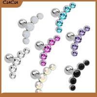 CUCU 1Pcs ผู้หญิง 16G คริสตัล เจมส์ โอปอล กระดูกอ่อน Helix Tragus เจาะหู เครื่องประดับร่างกาย ต่างหูสตั๊ด