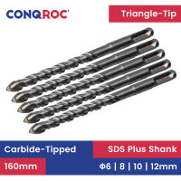 5 Pieces 160mm SDS Plus Ceramic Tile Glass Drill Bits Triangle Carbide-Tipped Drill Bits 6mm 8mm 10mm 12mm