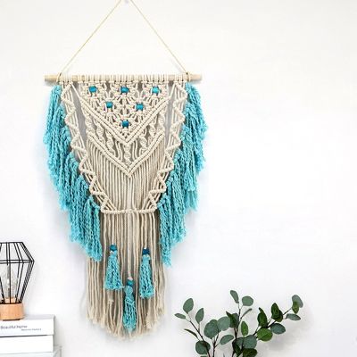 Wall Hanging Macrame Curtain Bohemian Hand Woven Tapestry Perfect Door Curtain Macrame for Bedroom Decoration 45 x 75cm