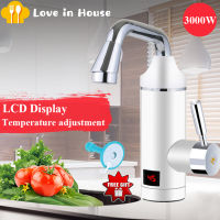 [Free Gift] 3000W Electric Faucet Quick Heating Tap Kitchen Bathroom Faucet Instant Instant Water Heater With Digital Water Temperature Display Rotatable 360 °