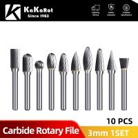 KaKarot set 3mm 6mm Shank Tungsten Carbide Rotary Files Burr Drill Bits CNC แกะสลัก 6mm 3mm Rotary Tool Cutter Lime cone drill