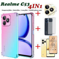 (4in1) Realme Realme เคสโทรศัพท์ C53ที่ C53สี่มุมกันตกไล่ระดับสีเคสโทรศัพท์มือถือเคสโทรศัพท์ + ฟิล์มบางเซรามิก + ฟิล์มเลนส์