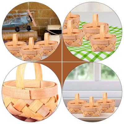 24PCS Mini Woven Baskets with Handles for Party Favors Crafts Decor Photo Prop