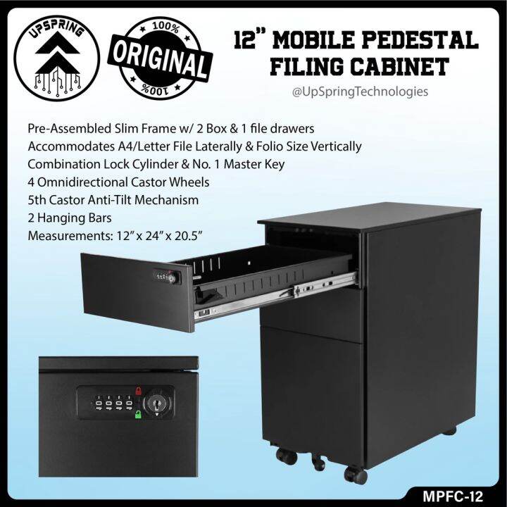 3Layer Steel Pedestal Office Home File Drawer Organizer w