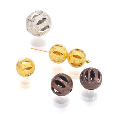 50 pcs Brass hollow metal bead shinny round carved spacer Beads Findings DIY making For Jewelry Necklace Bracelet Accessories