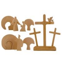 Easter Resurrection Scene Set Spring Easter Nativity Scene Cross Risen Christ Figurine Decor 10 PCS Easter Nativity Set