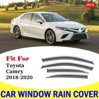 ที่คลุมกระบังแสงฝนสำหรับ Toyota Camry 2018-2020คิ้วกันสาดกระจกรถยนต์ที่เบนทางลมที่คลุมกันสาดอุปกรณ์ตกแต่งรถยนต์4ชิ้น