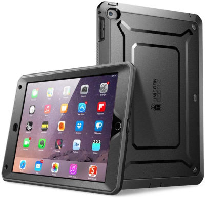 SUPCASE [Unicorn Beetle PRO Series] [Heavy Duty] Case for iPad Air 2 ,[2nd Generation] 2014 Release Full-body Rugged Hybrid Protective Case with Built-in Screen Protector (Black)