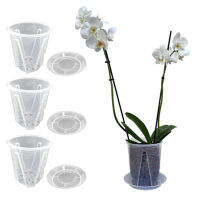 Lot De 3 Pots เท OrchidéEs En Plasetique Rigide โปร่งใส DiamèTre 14ซม.,แจกัน Avec Trous De Drenage Et Coupe,Accessoire De Culture De Plantes Et Fleurs และ IntéRieures