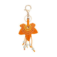 Maple Leaf Key Ring Leaf-shaped Keychain Maple Leaf Bag Charm Bohemian Key Ring Thanksgiving Leaf Pendant