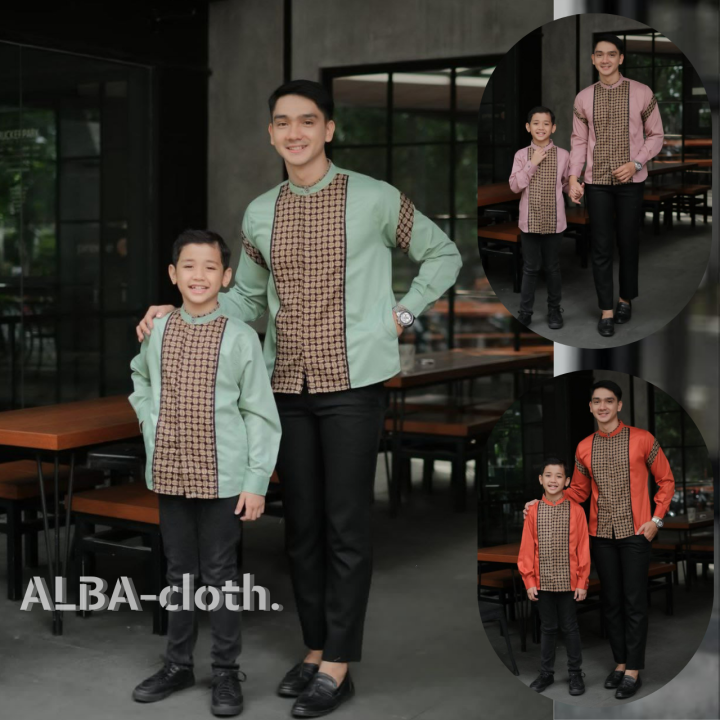 BAJU KOKO COUPLE AYAH DAN ANAK LENGAN PANJANGA WARNA SAGE MINT | Lazada