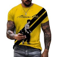 2023 New Kung Fu Star Print Tshirt Trendy Bruce Lee 3d Print T-shirt Men 39;s Retro Streetwear High Quality Short Sleeve T-shirt