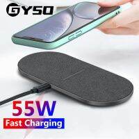 【 HOT】55W 2ใน1 Wireless Charging Pad สำหรับ iPhone 13 12 Pro XS Max Samsung S22 S21 S20 S10 Dual Qi Fast Charger สำหรับ Airpods 3 Pro