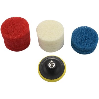 Power Scrub Pad Drill Attachment, Cleaning Kit Scouring Pads with Baker and Universal Shaft Great for Kitchen, Bathroom, Auto, Kitchen, Grout, Carpet, Shower, Tub,Grill,Tile