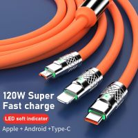 For Android mobile phone liquid silicone zinc alloy fast charging data cable one drag three charging cable