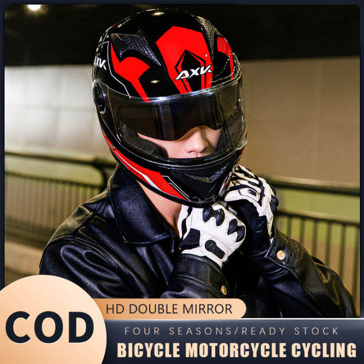 AXK Helmet full face dual visor Antiglare Road racing helmet high
