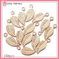 LUCKY HAIRACC 150Pcs สีทองทอง ใบใบ จี้ห้อยคอ อุปกรณ์เสริมสร้อยข้อมือ งานฝีมืองานประดิษฐ์ ดีไอวาย