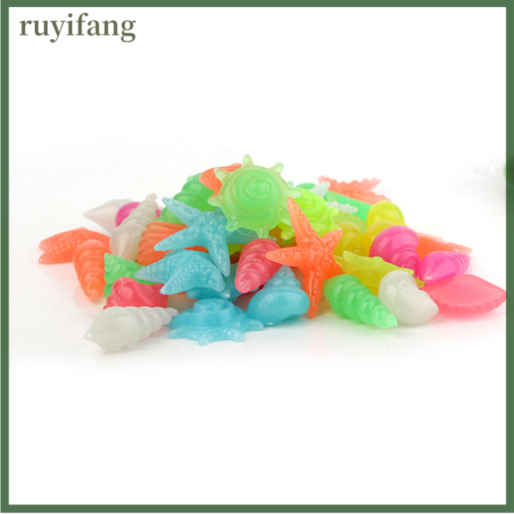 ruyifang-10pcs-สีสันสดใสเรืองแสงหินปลาดาวหอยสังข์รูปเปลือกปลาตารางทางเดินสวนพิพิธภัณฑ์สัตว์น้ำตกแต่งสระว่ายน้ำภูมิทัศน์