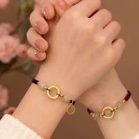 【YF】✆▩  VENTFILLE String Gold Color Hetian for Womens Frosted Jewelry Happiness Retro Gifts Dropshipping