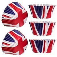 【hot】 50/100/200Pcs Cups Paper Round Disposable Oilproof Silicone Flag Pattern Dessert ！